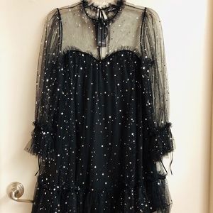 NASTY GAL METALLIC STARRY MESH DRESS// size SMALL
